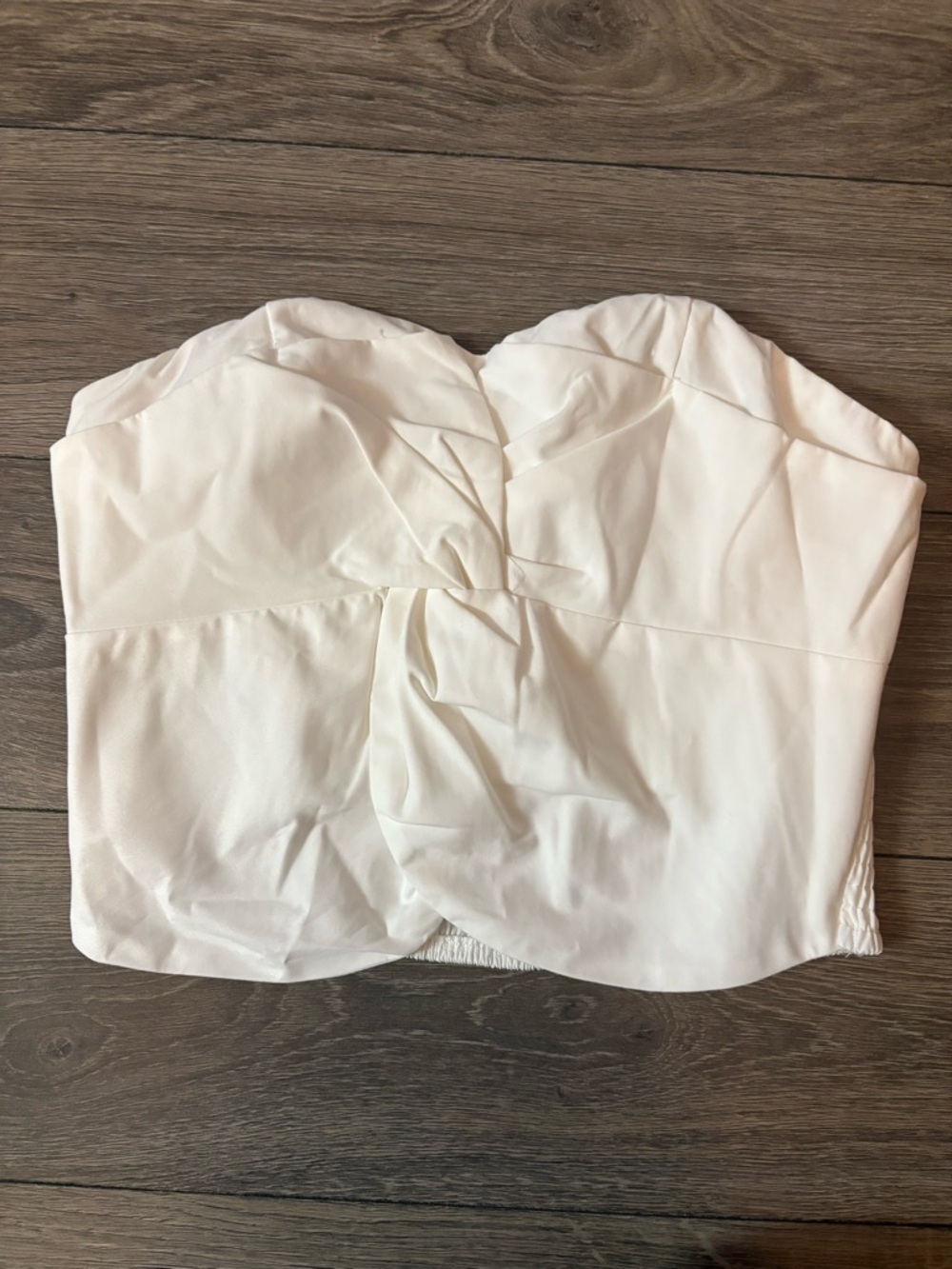 White Strapless Twist-Front Bustier Top
